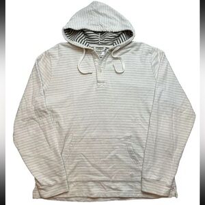 Marine Layer Montecito Hoodie Pullover Striped Mens L Beach Outdoor Gray White